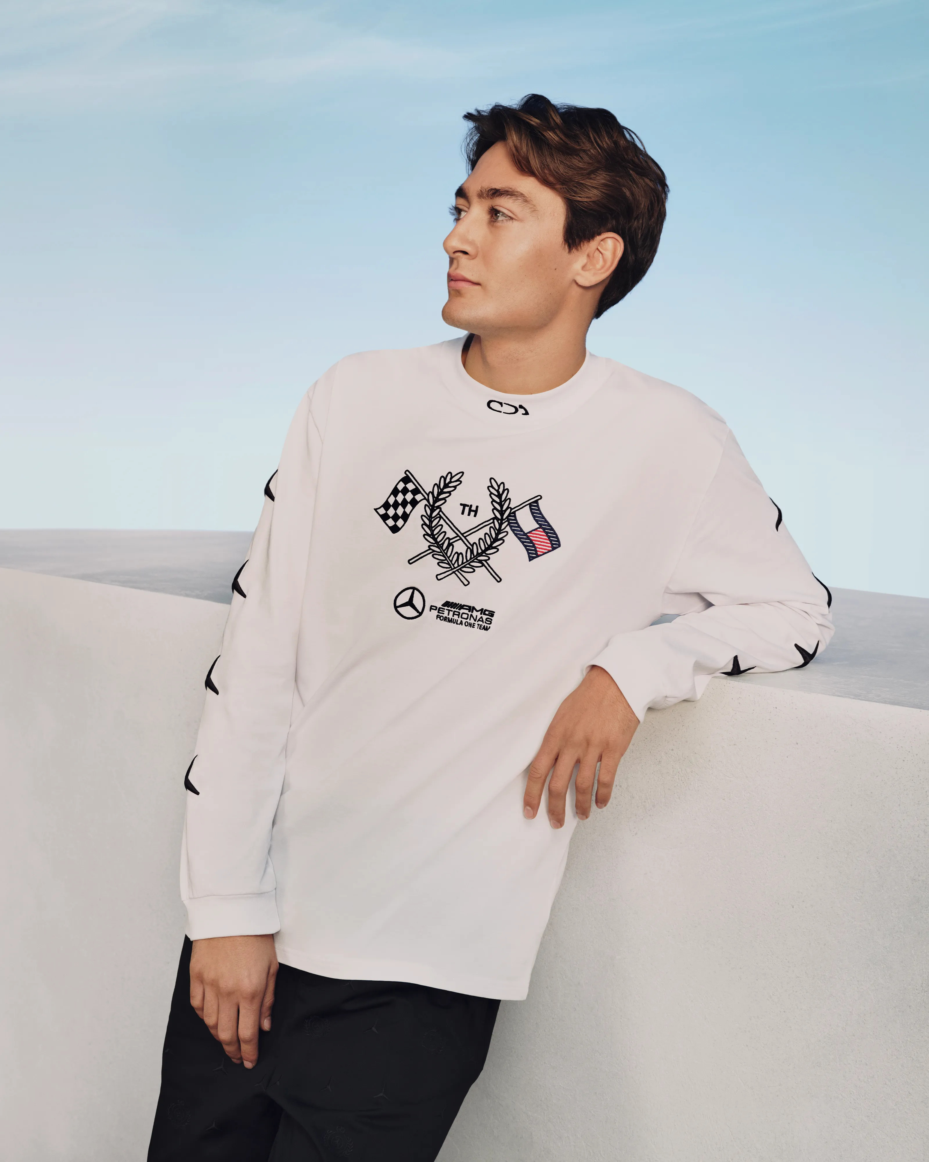 Tommy Hilfiger x Mercedes-AMG F1 x Clarence Ruth White Long Sleeve Tee