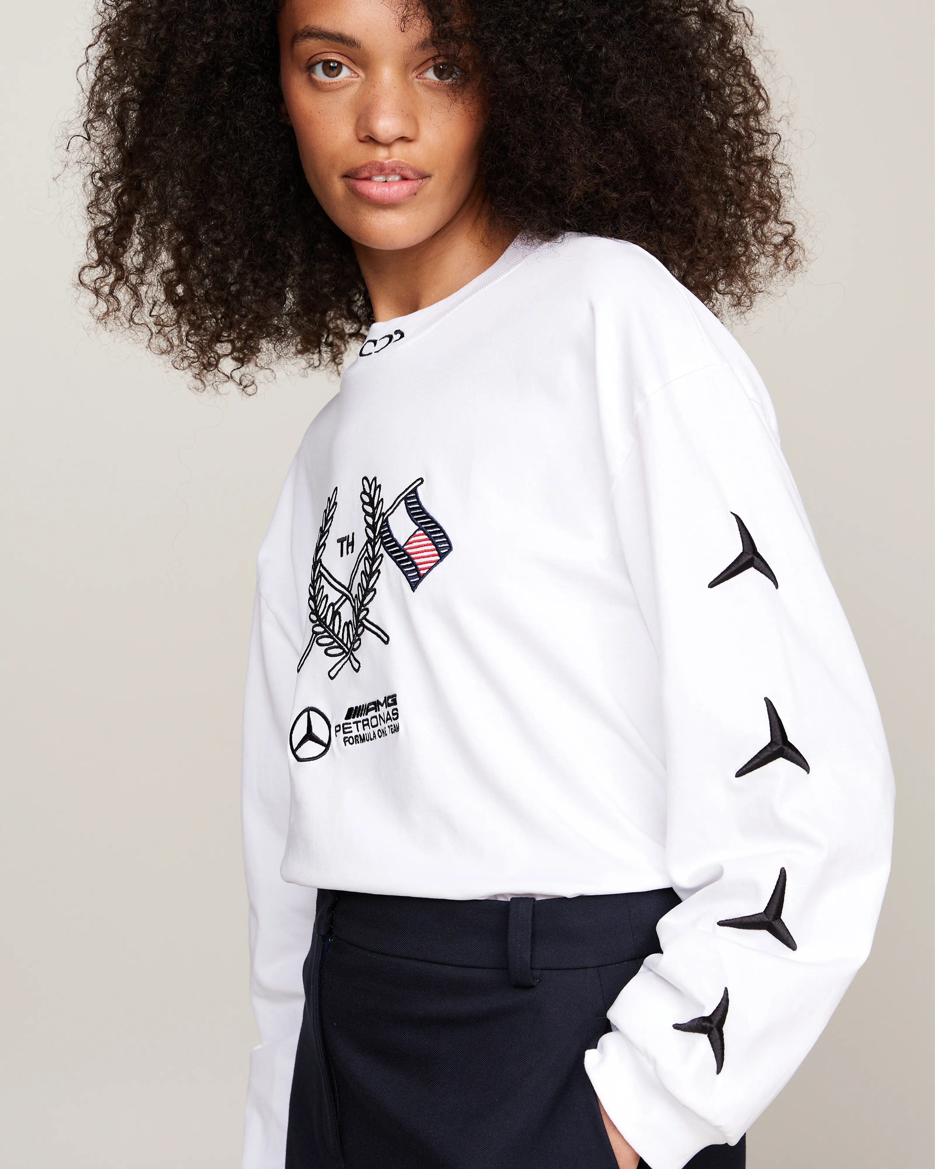 Tommy Hilfiger x Mercedes-AMG F1 x Clarence Ruth White Long Sleeve Tee