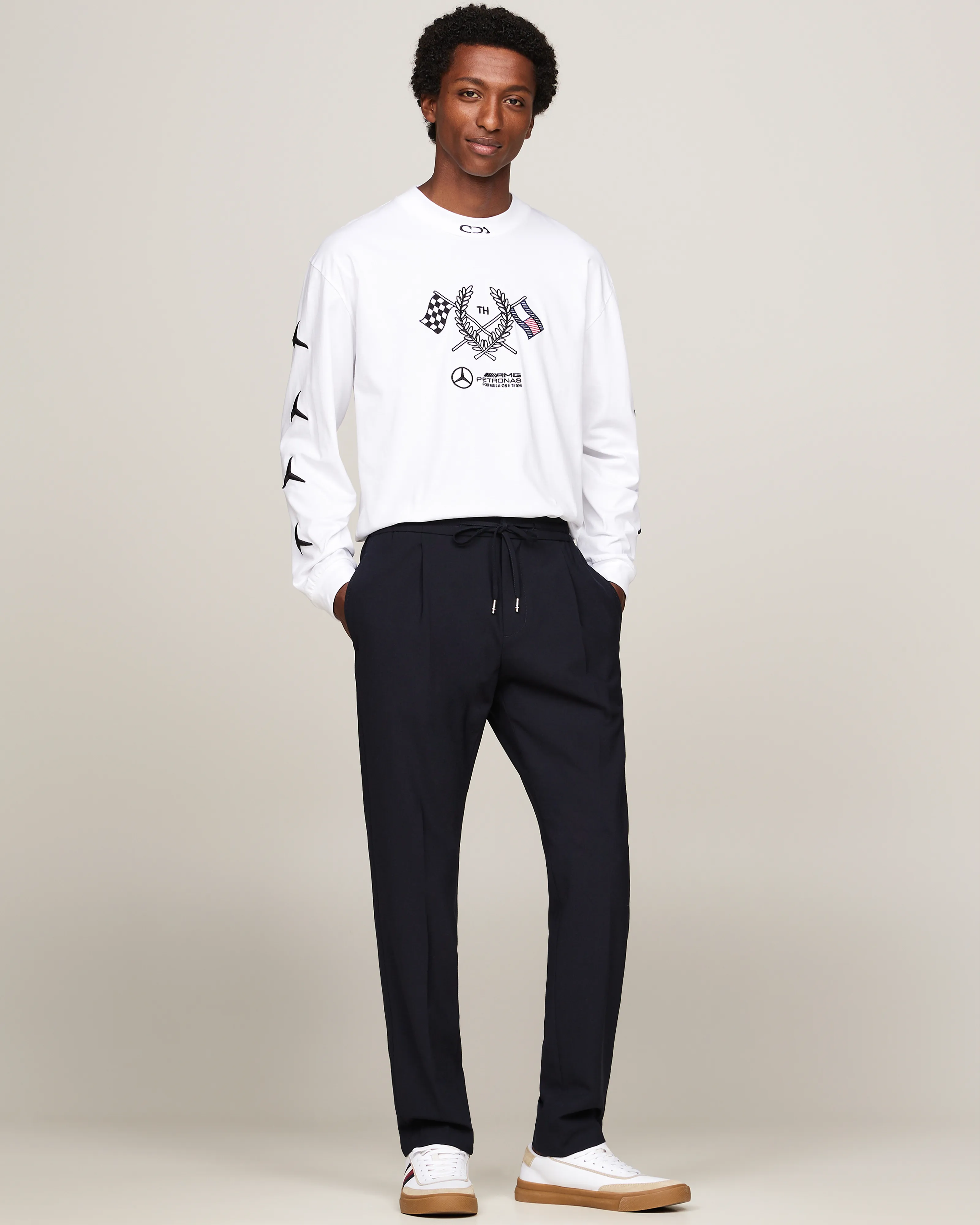 Tommy Hilfiger x Mercedes-AMG F1 x Clarence Ruth White Long Sleeve Tee