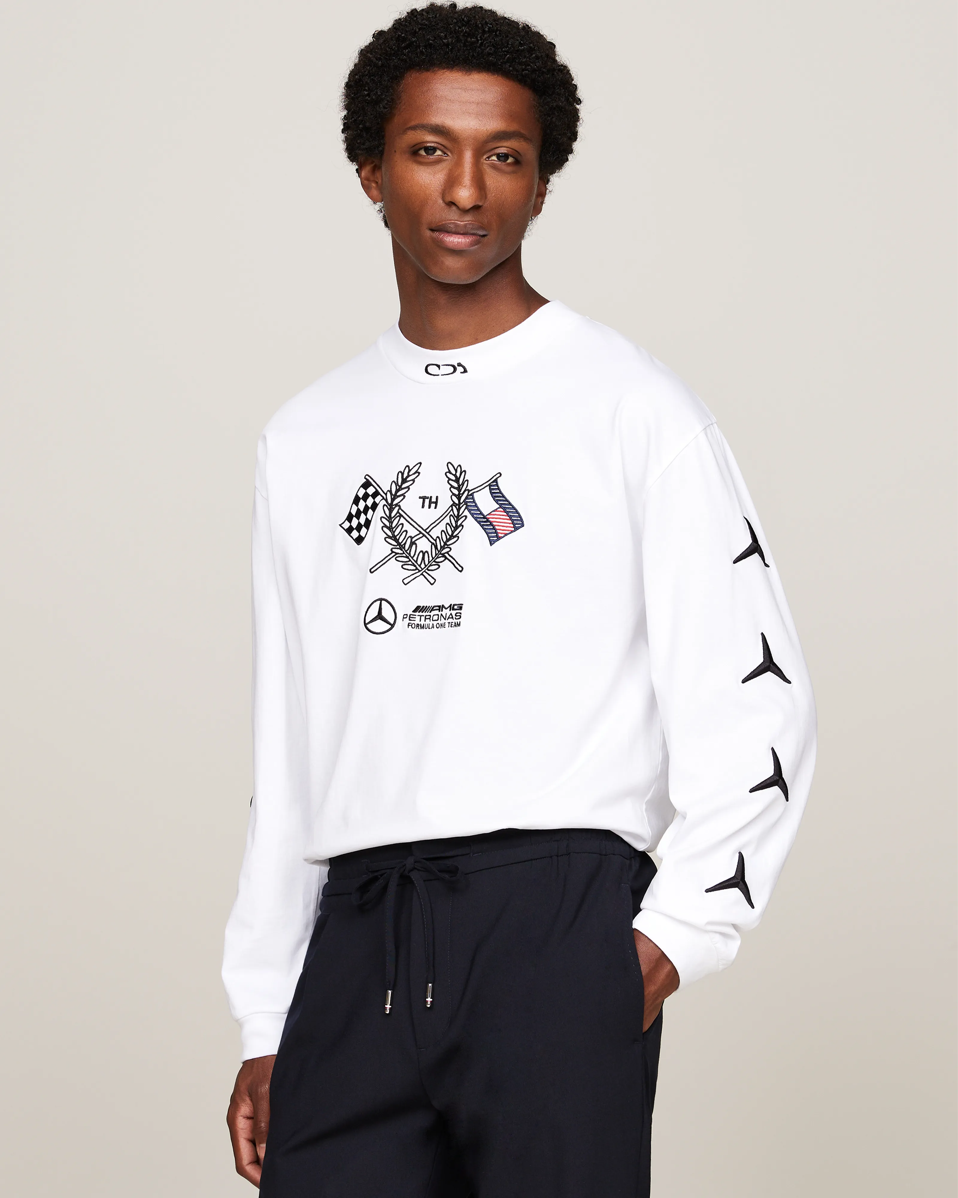Tommy Hilfiger x Mercedes-AMG F1 x Clarence Ruth White Long Sleeve Tee