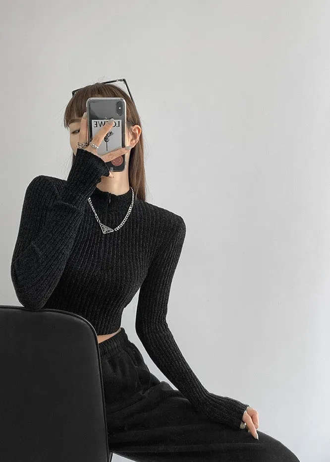 Tuesday Tips knit ribbed crop sweater