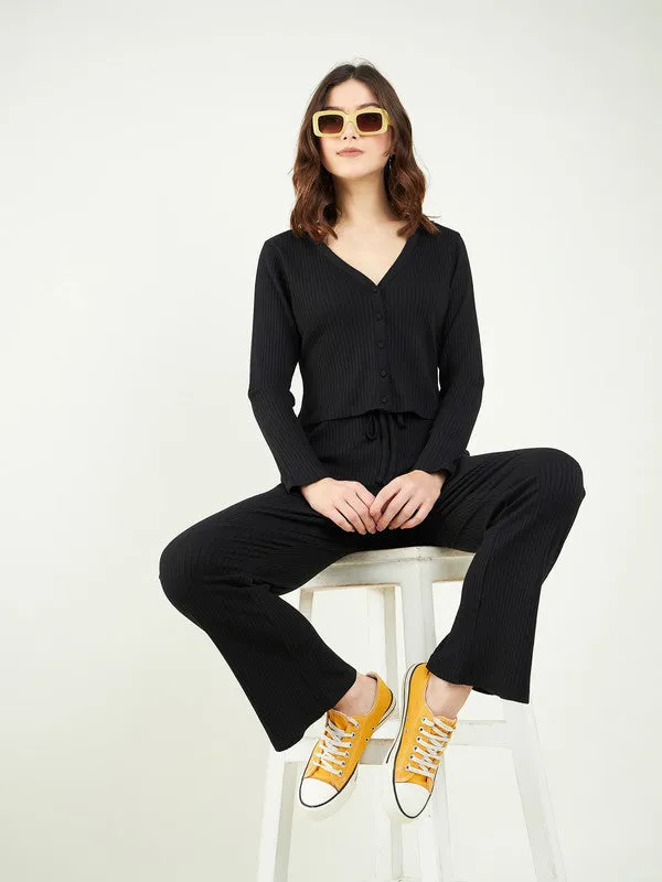 V Neck Long Sleeves Odour Free Top With Trouser For Women