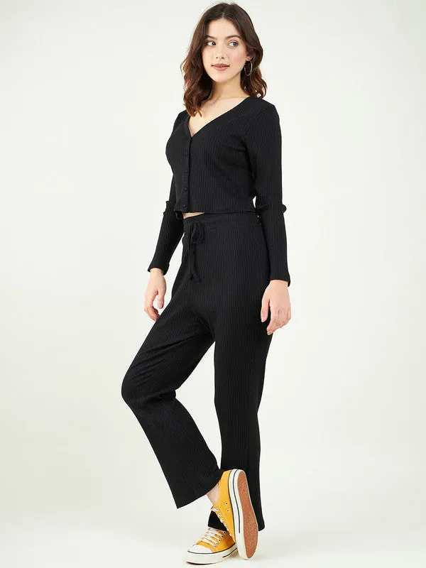 V Neck Long Sleeves Odour Free Top With Trouser For Women