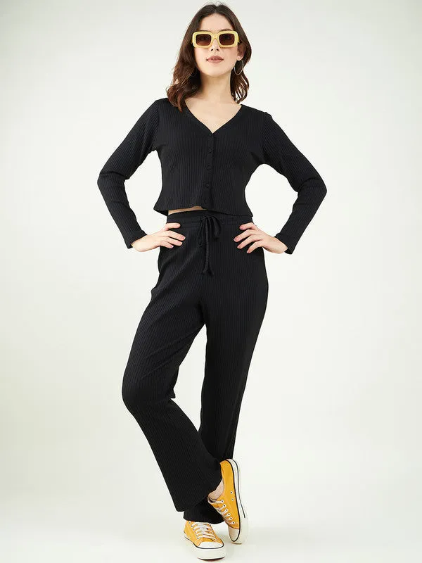 V Neck Long Sleeves Odour Free Top With Trouser For Women