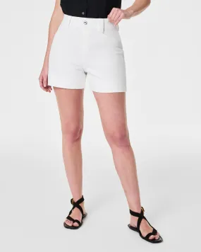 White Denim Trouser Short, 4"