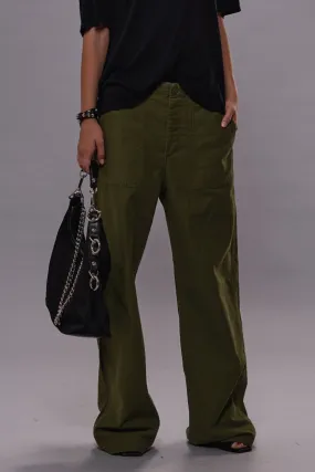 WIDE LEG UTILITY PANT - OLIVE