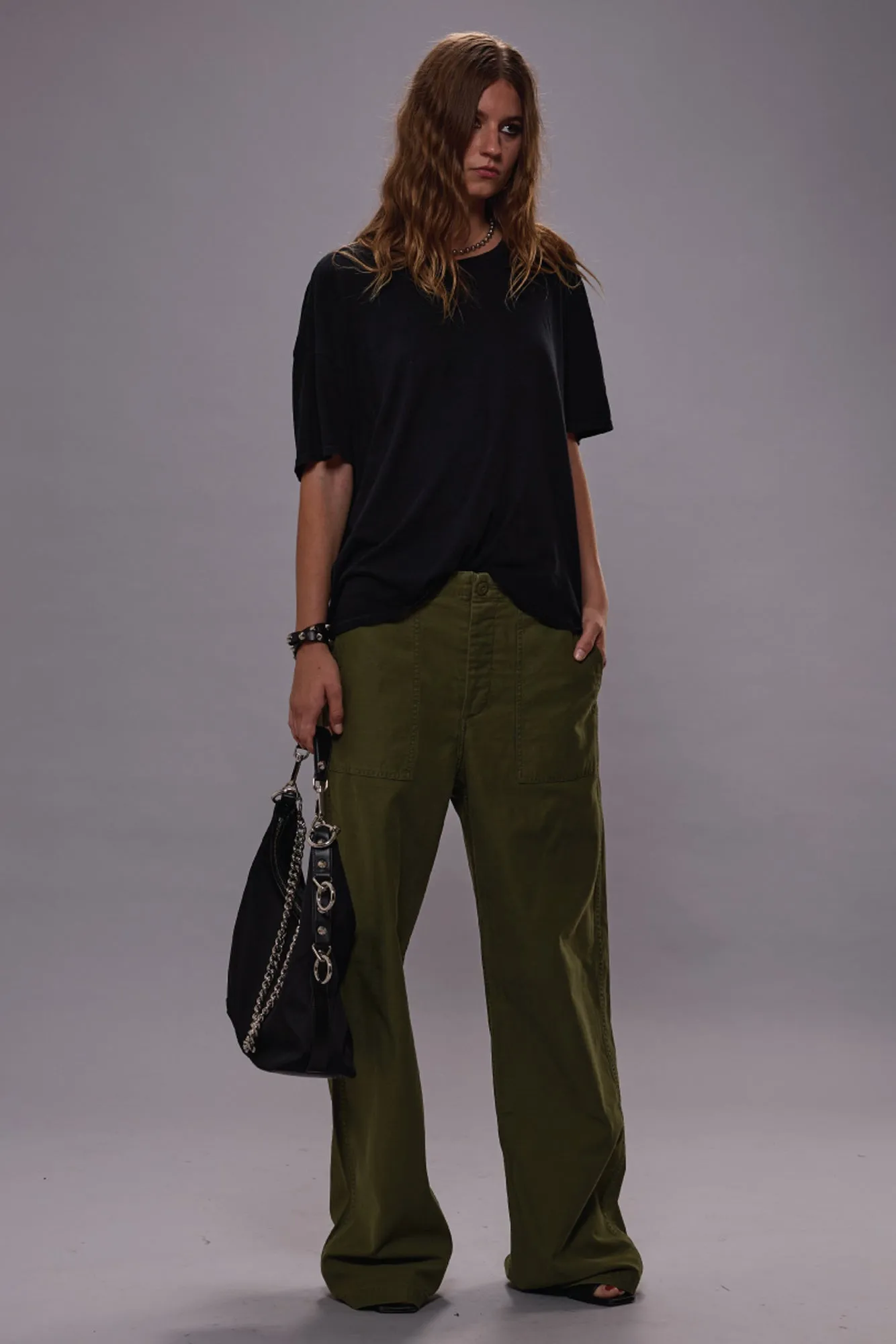 WIDE LEG UTILITY PANT - OLIVE