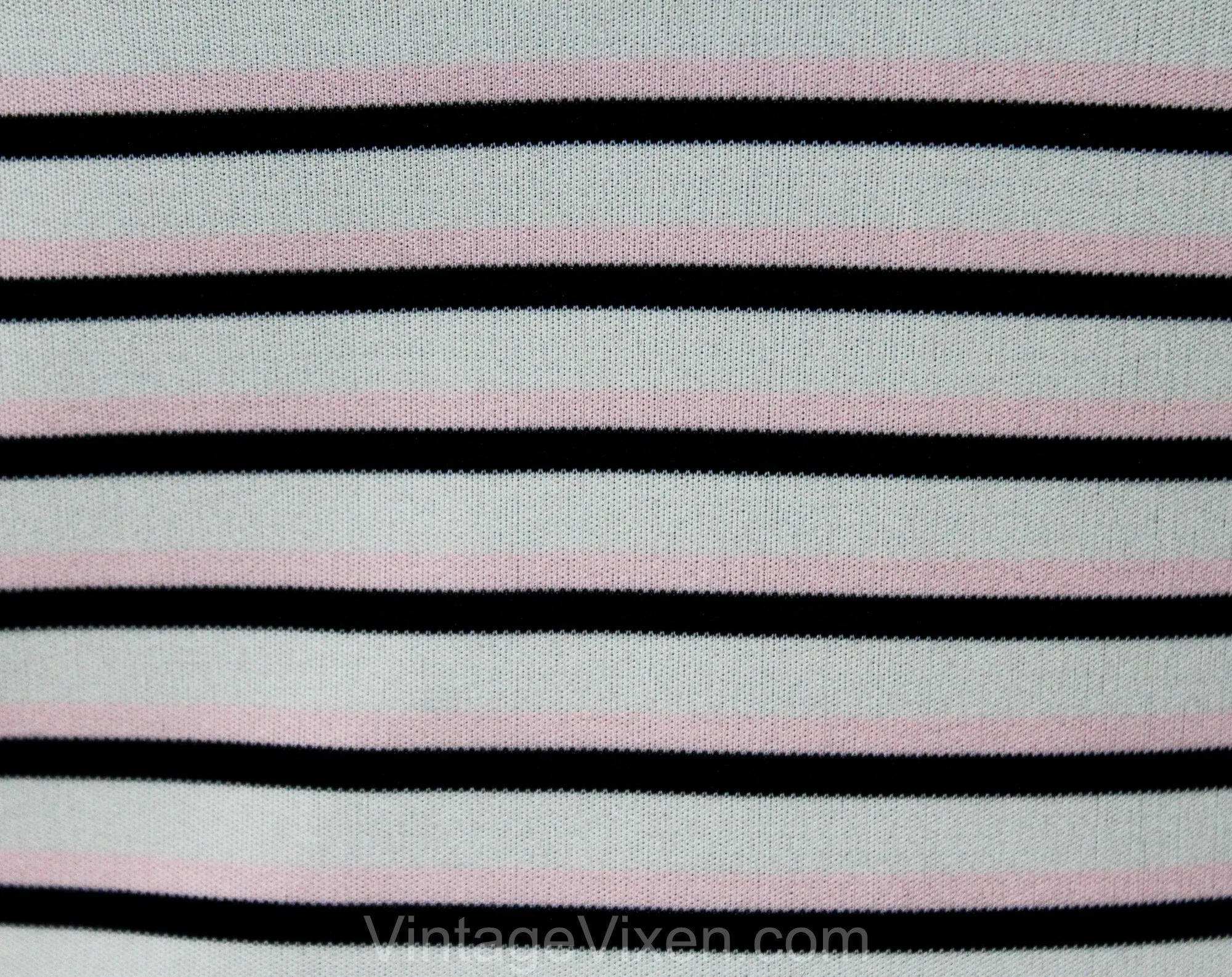 XXS Small Striped Top - Retro 70s Long Sleeved Knit Shirt & Kerchief - Euro Gondolier Style Stripes - Black Rose Pink Ivory - Bust 31