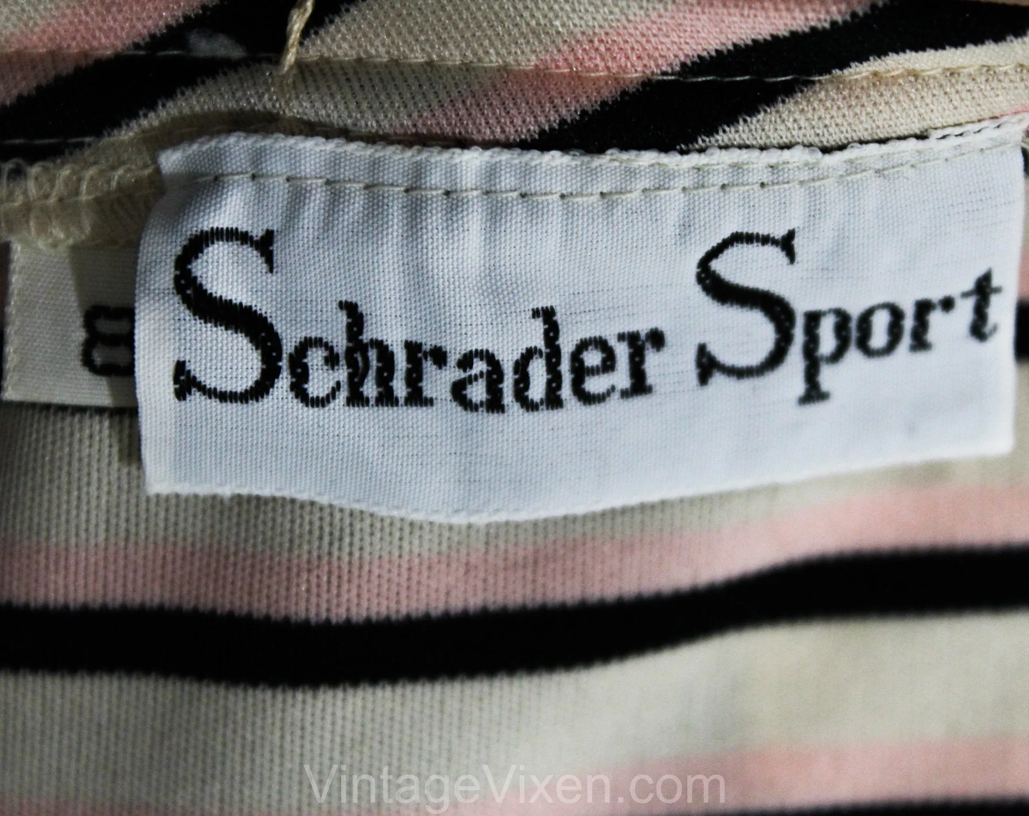 XXS Small Striped Top - Retro 70s Long Sleeved Knit Shirt & Kerchief - Euro Gondolier Style Stripes - Black Rose Pink Ivory - Bust 31